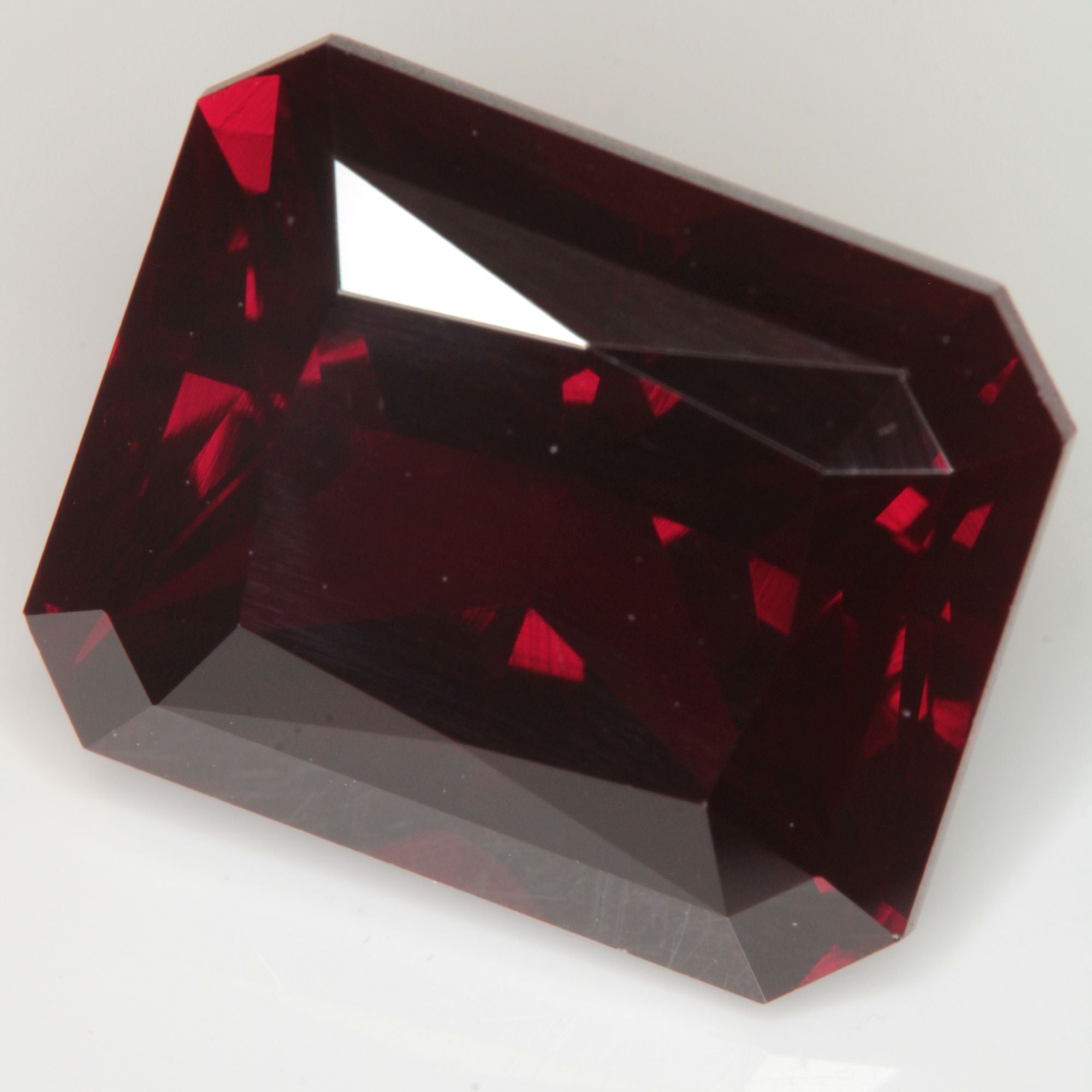 Faceted Flame Fusion Ruby Rectangle Gemstone