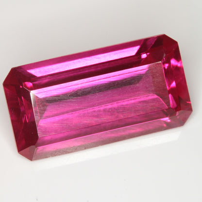 Faceted Flame Fusion Ruby Rectangle Gemstone