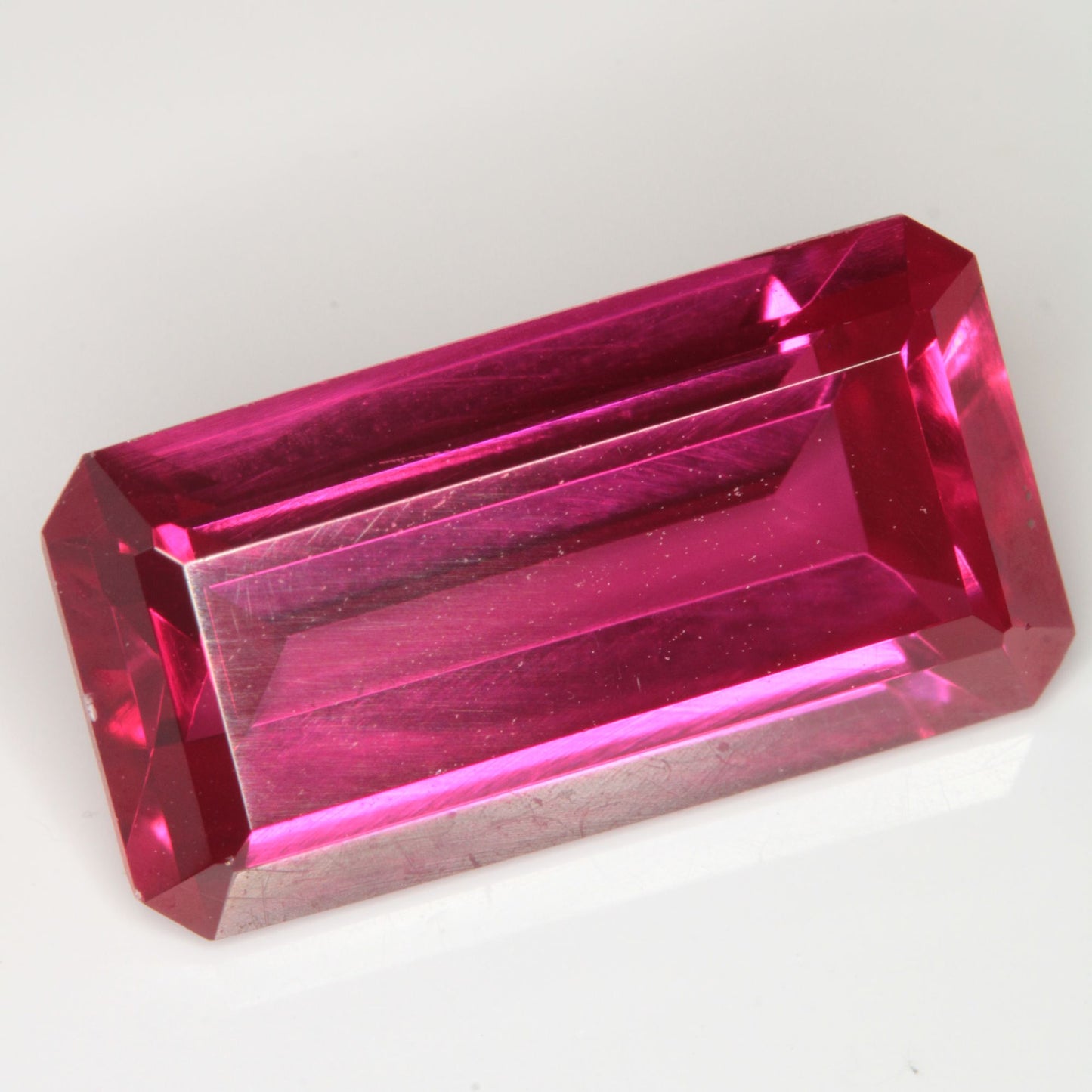 Faceted Flame Fusion Ruby Rectangle Gemstone