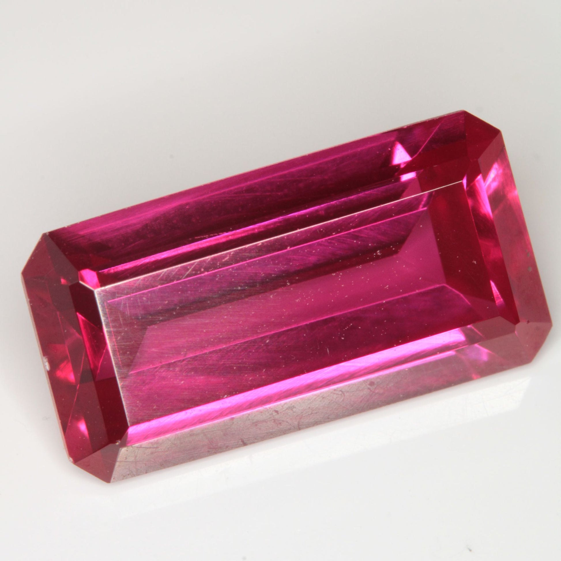 Faceted Flame Fusion Ruby Rectangle Gemstone