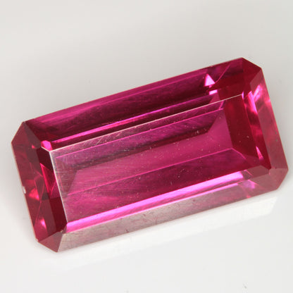 Faceted Flame Fusion Ruby Rectangle Gemstone