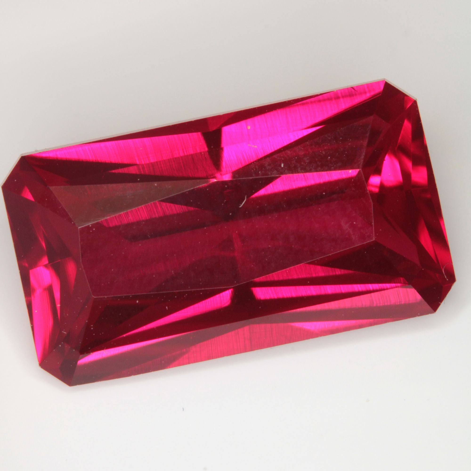 Faceted Flame Fusion Ruby Rectangle Gemstone