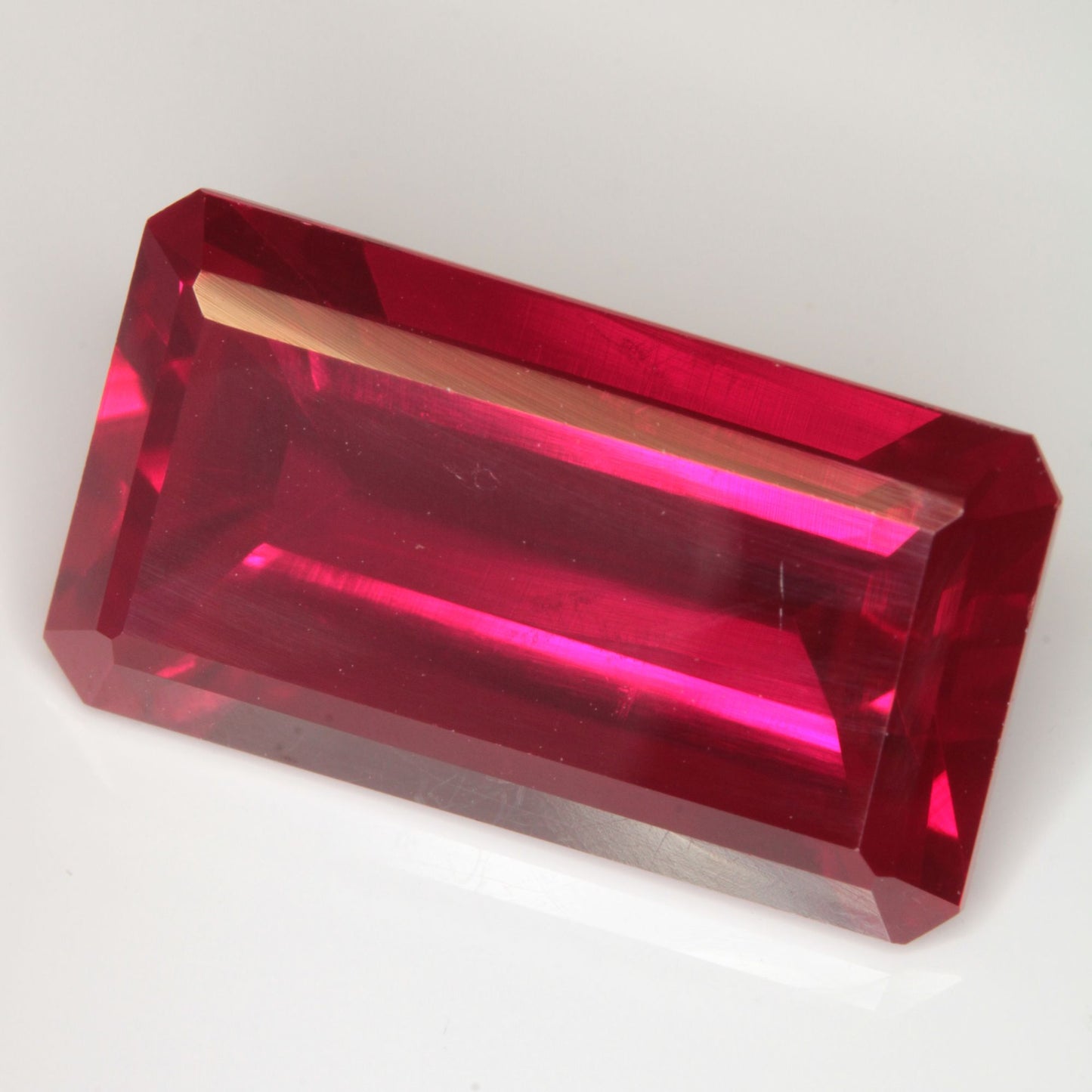 Faceted Flame Fusion Ruby Rectangle Gemstone