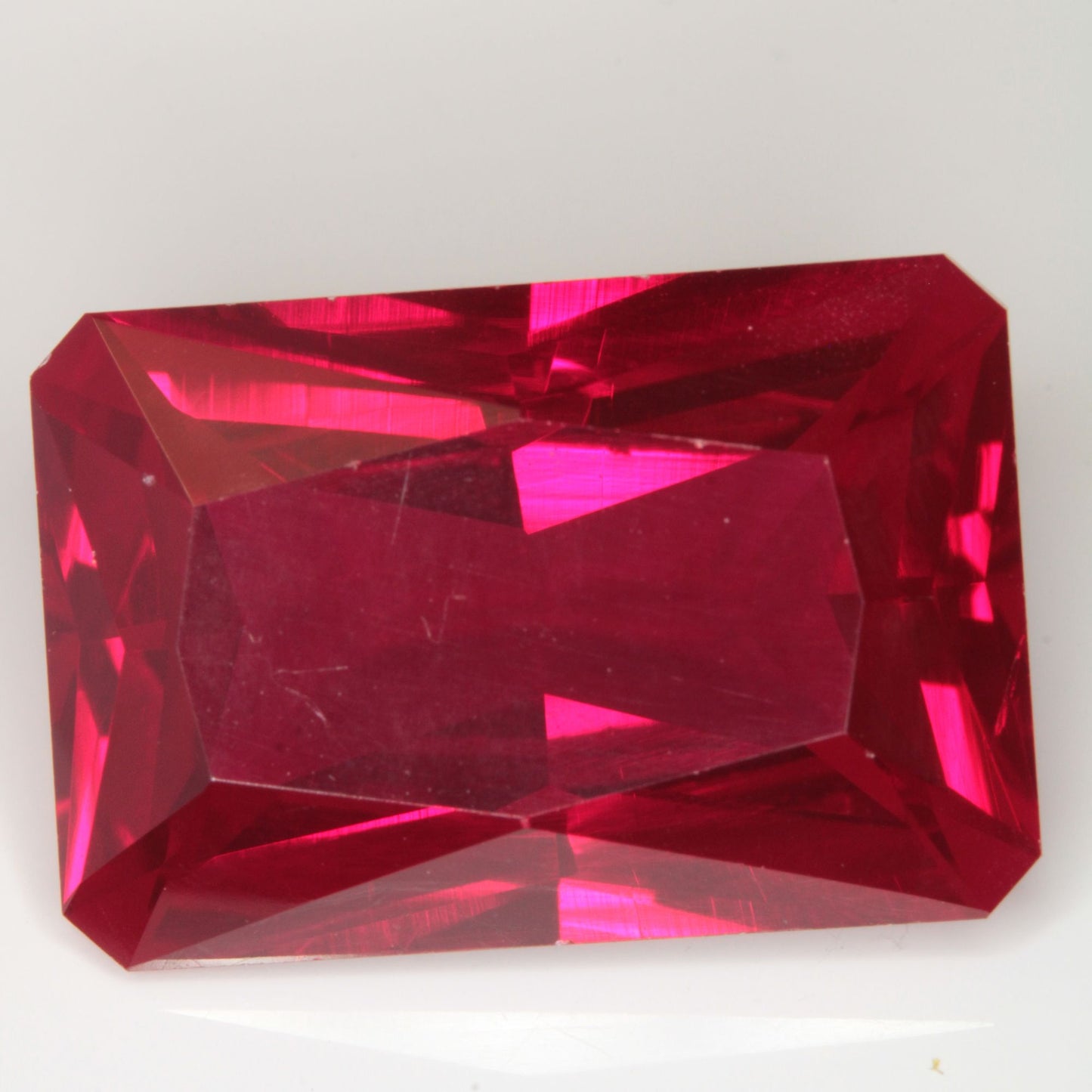 Faceted Flame Fusion Ruby Rectangle Gemstone