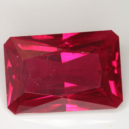 Faceted Flame Fusion Ruby Rectangle Gemstone