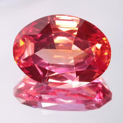 Faceted Orange-Red Oval Fancy Sapphire Gem