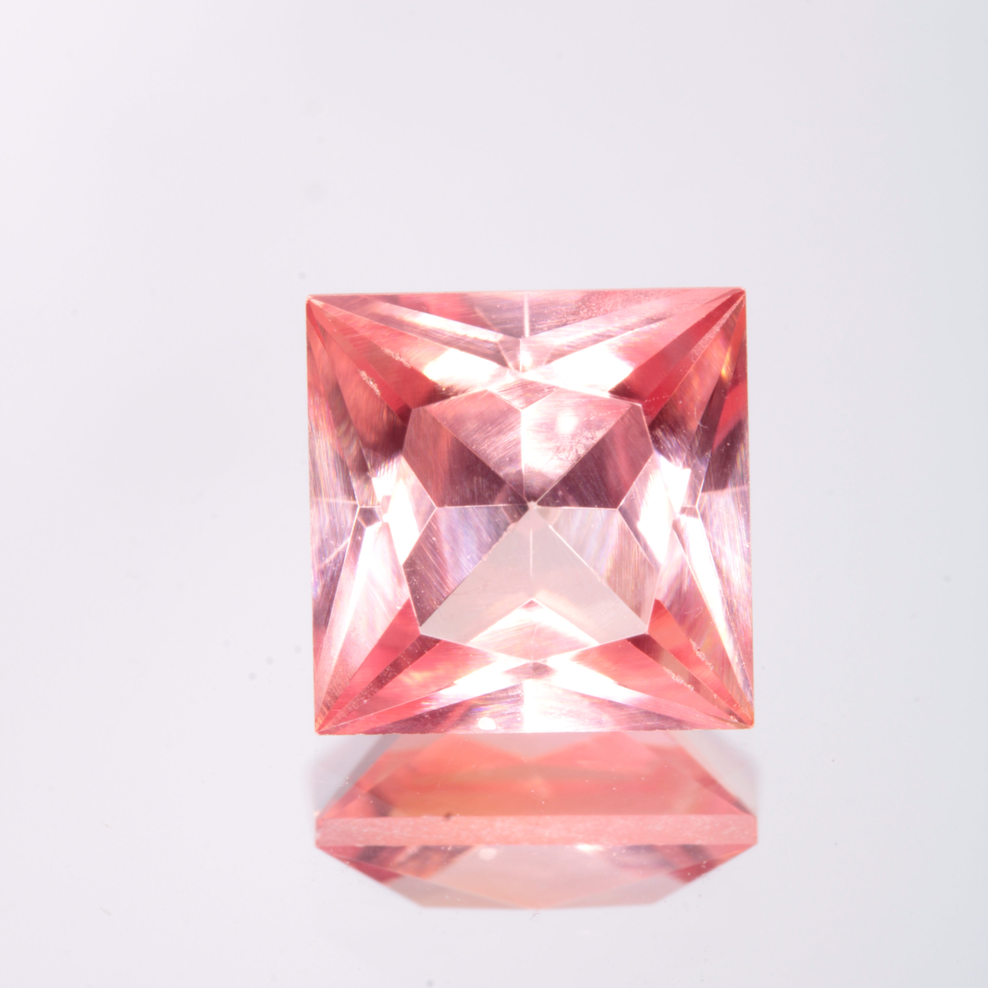 Faceted Orange Square Fancy Sapphire Gem