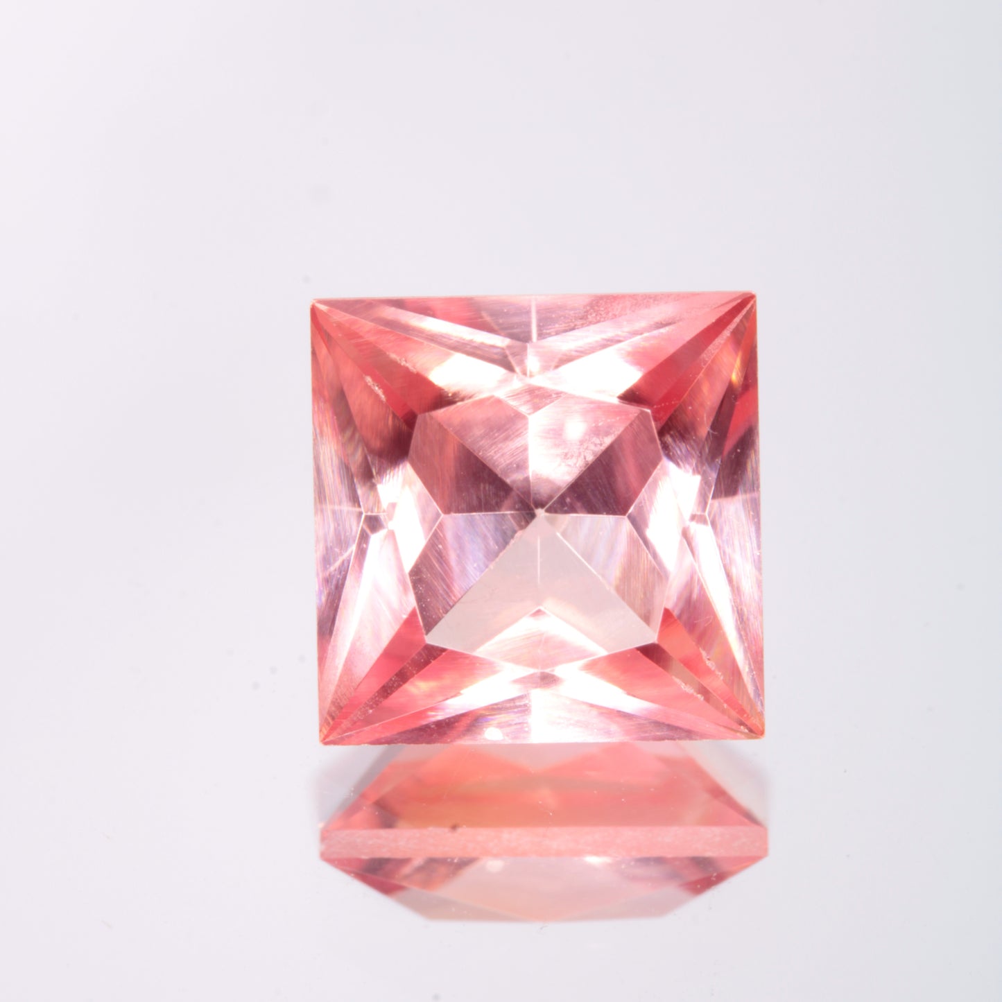 Faceted Orange Square Fancy Sapphire Gem