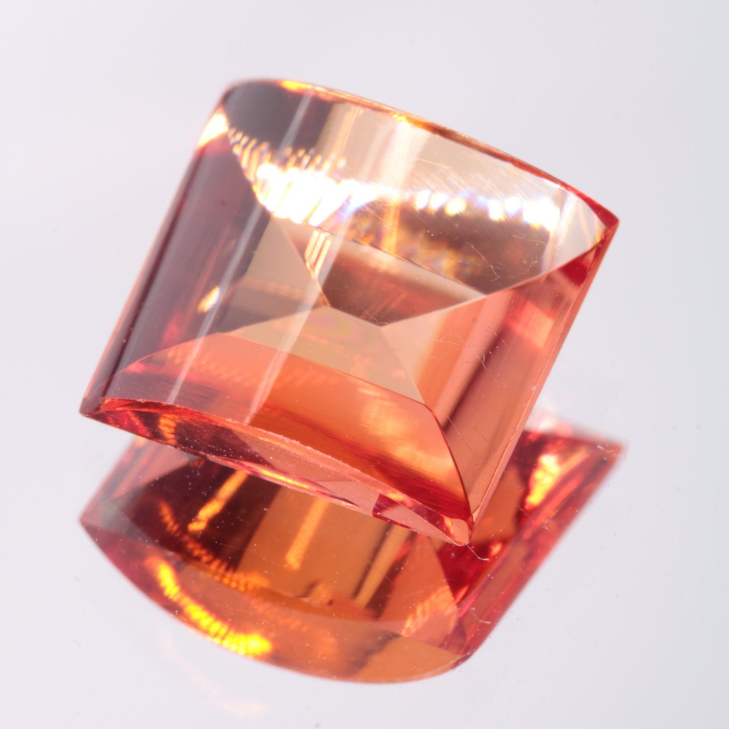 Faceted Orange Rounded Square Fancy Sapphire Gem