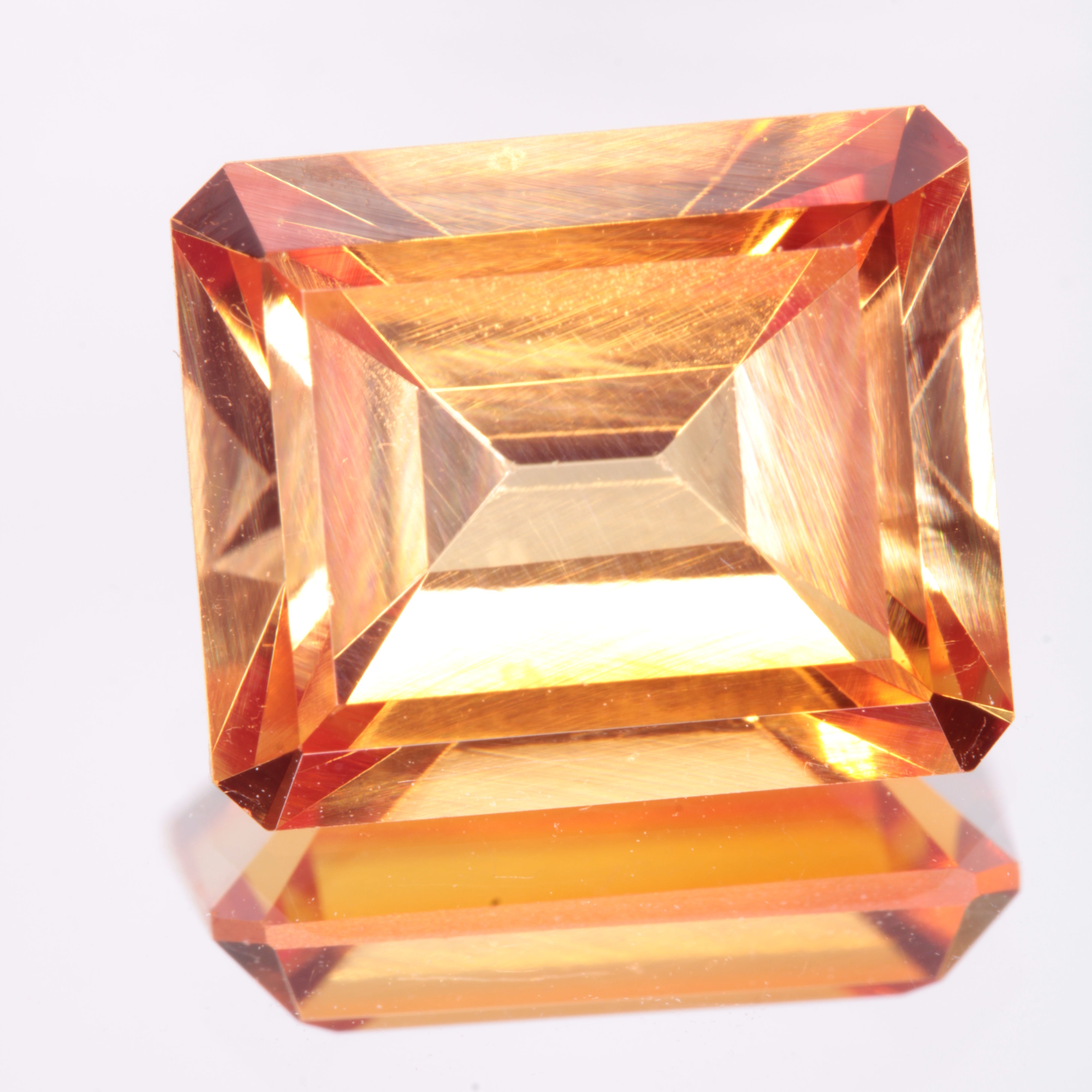 Faceted Orange Rectangle Fancy Sapphire Gem