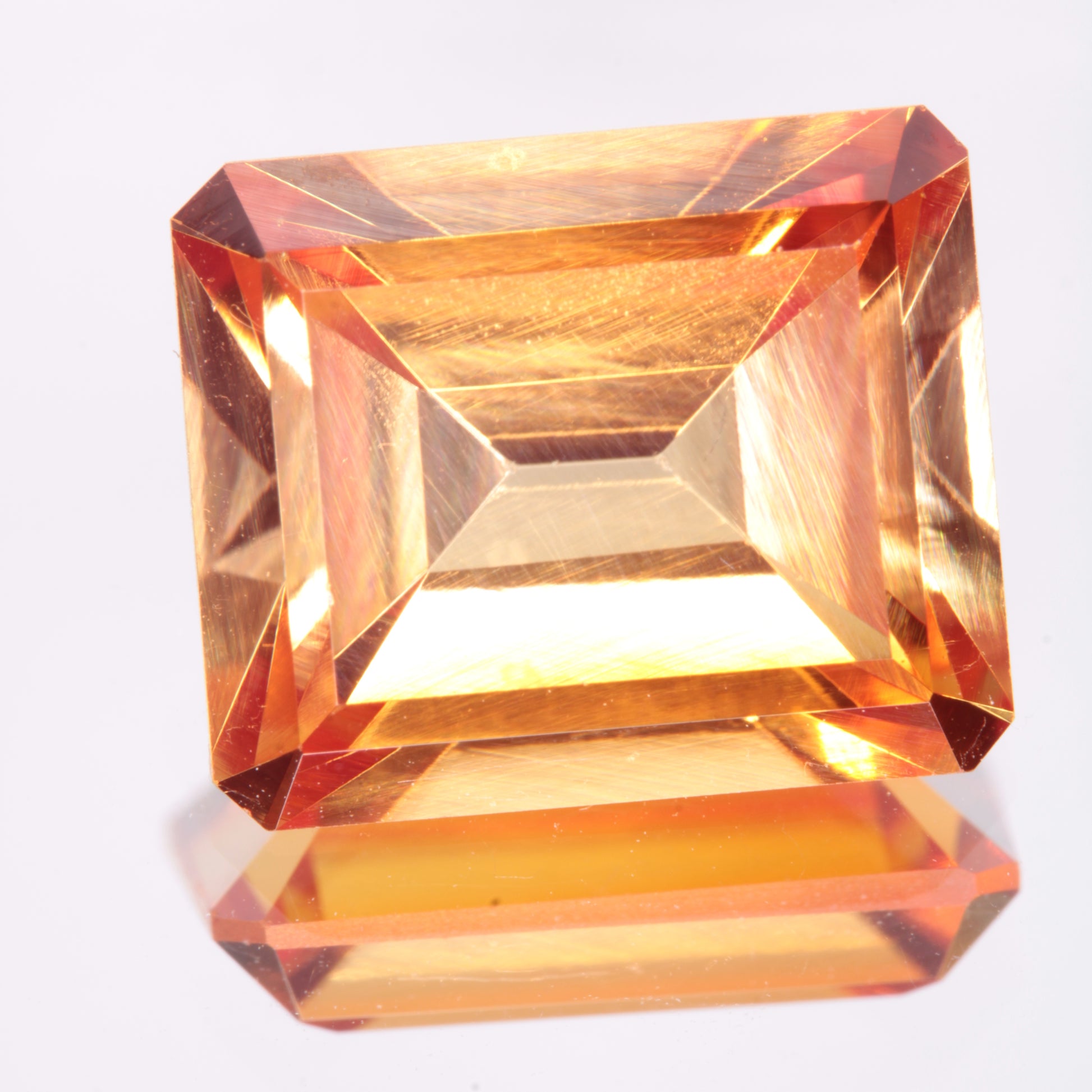 Faceted Orange Rectangle Fancy Sapphire Gem