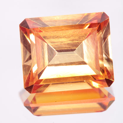 Faceted Orange Rectangle Fancy Sapphire Gem