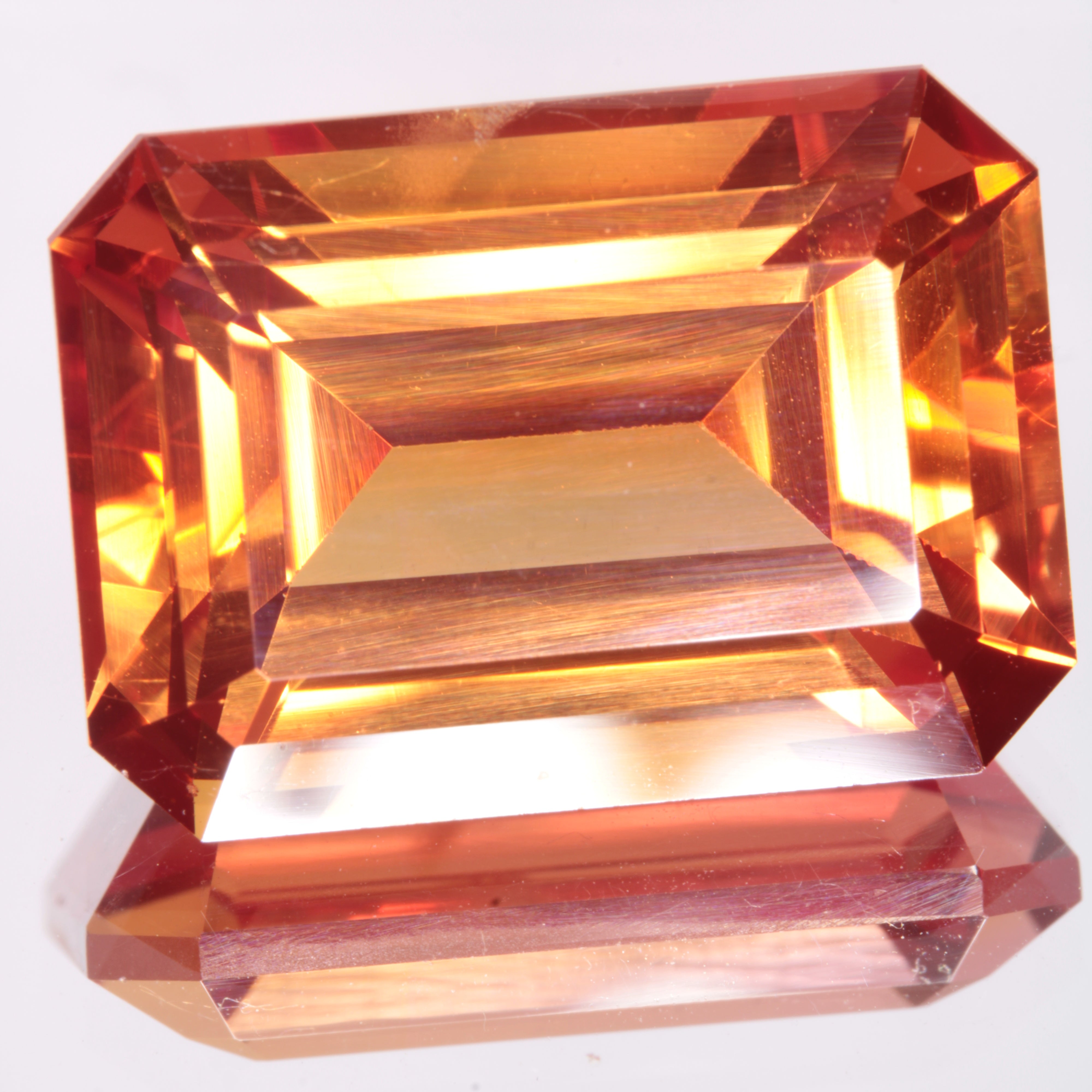 Faceted Orange Rectangle (Rough Polish) Fancy Sapphire Gem