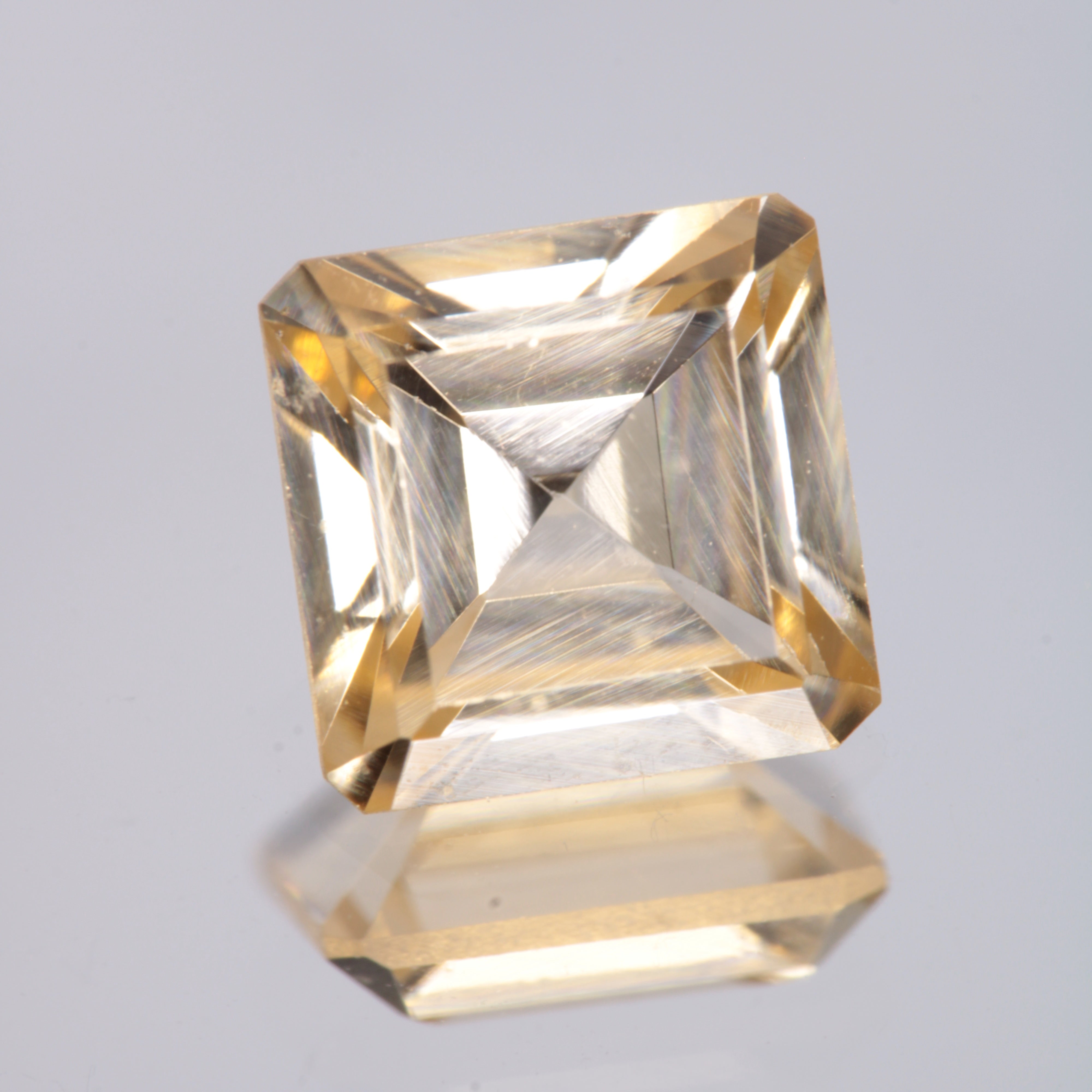 Faceted Yellow Square Fancy Sapphire Gem