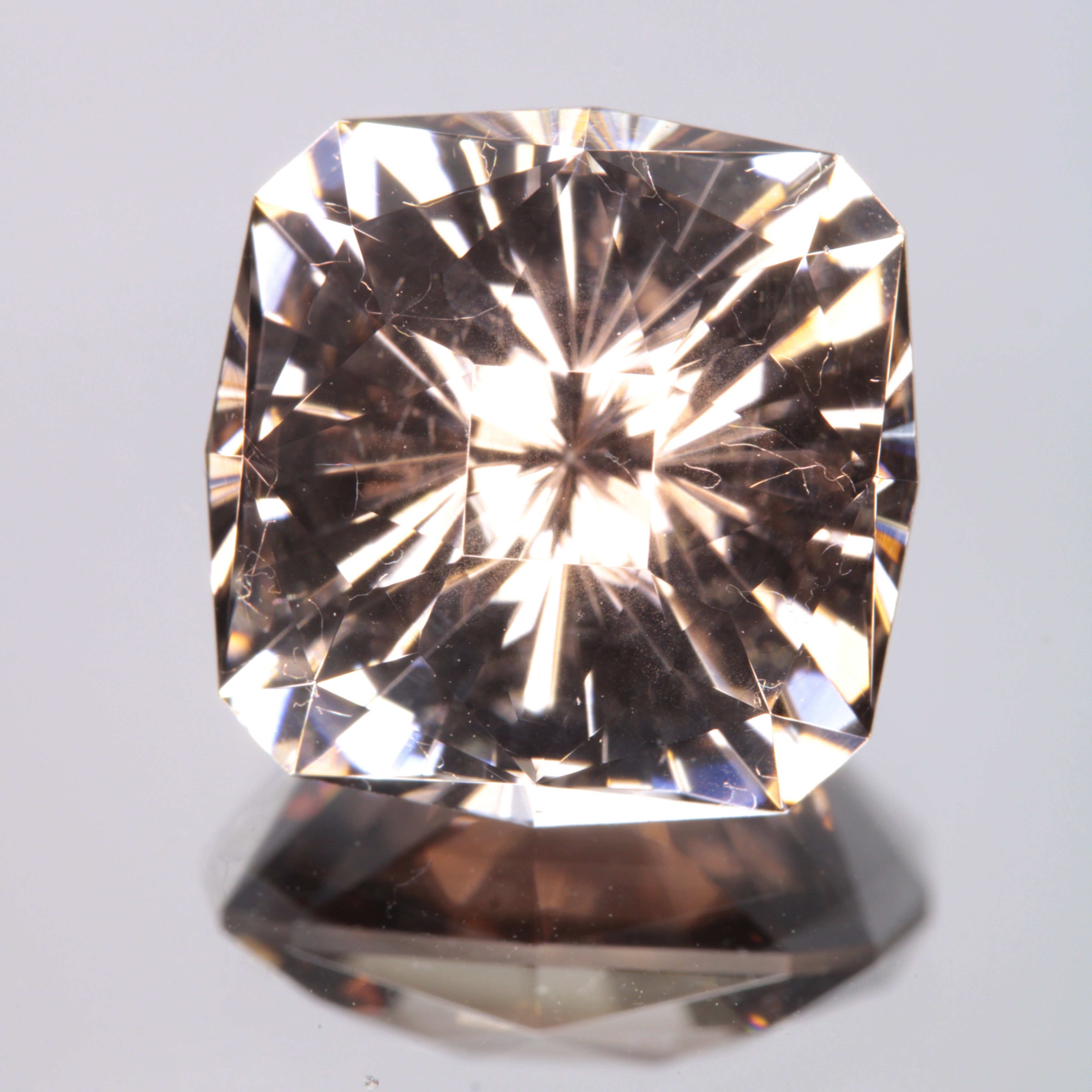 Faceted Tan Cushion Fancy Sapphire Gem