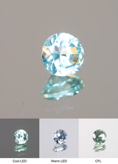 Faceted Light Green Round Fancy Sapphire Gem