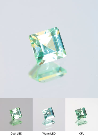 Faceted Green Square Fancy Sapphire Gem
