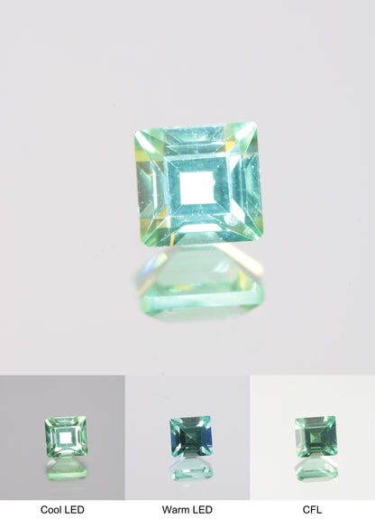 Faceted Green Square Fancy Sapphire Gem