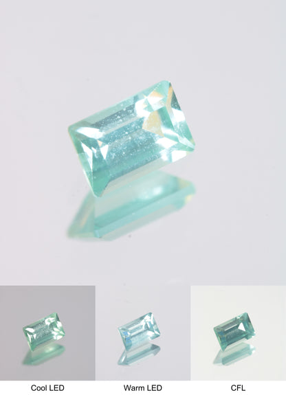 Faceted Green Rectangle Fancy Sapphire Gem