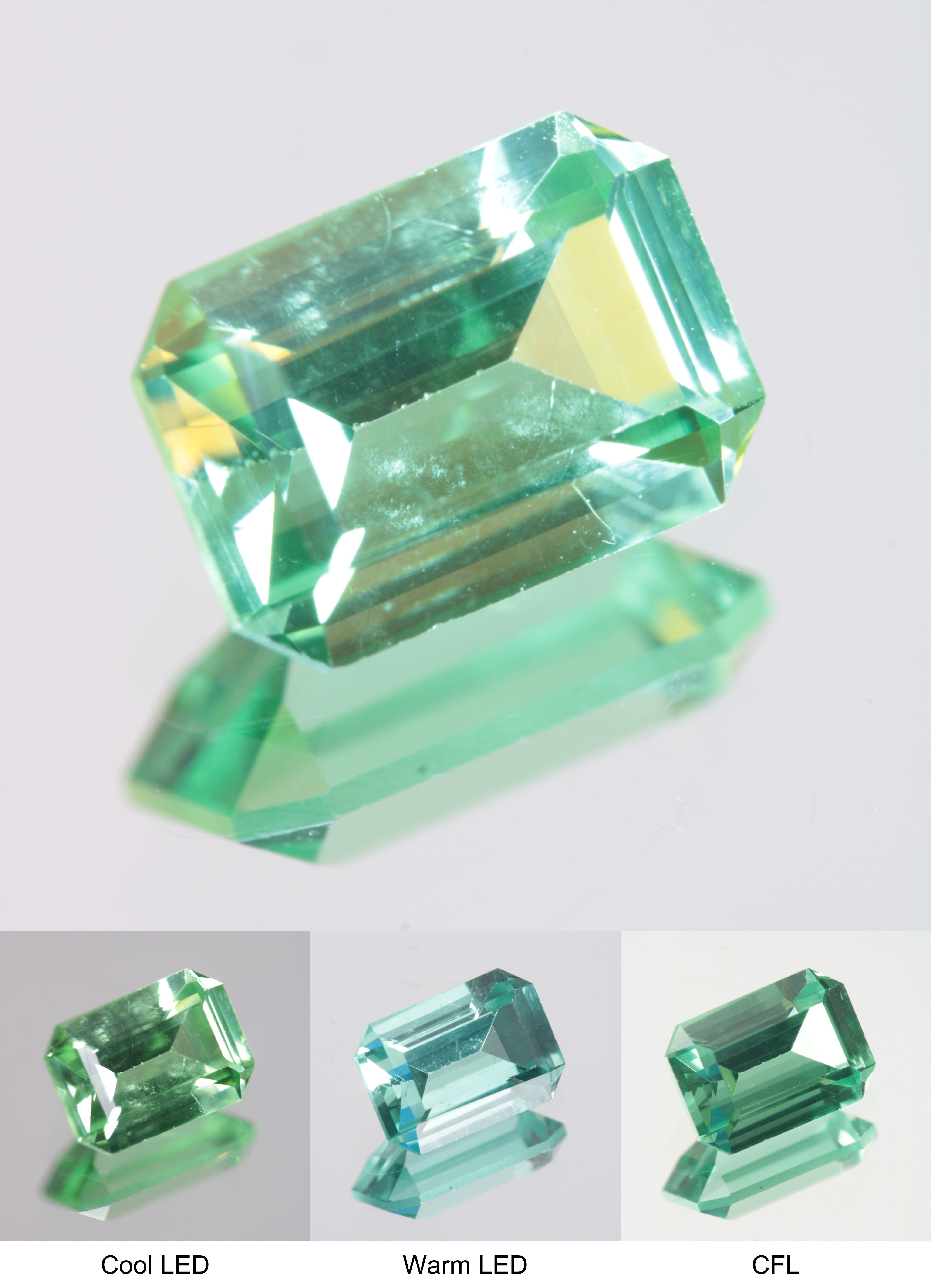 Faceted Green Rectangle Fancy Sapphire Gem