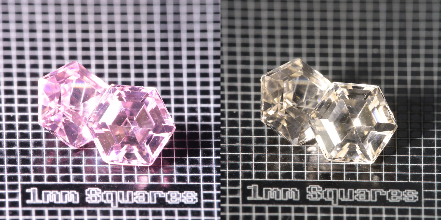 Faceted Er-Nd Soviet Laser Garnets, Calibrated Color Change (Orange-Pink) YAG Gemstones