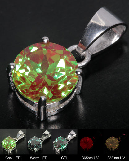 Space Laser Garnet Pendant Shown under different lighting conditions