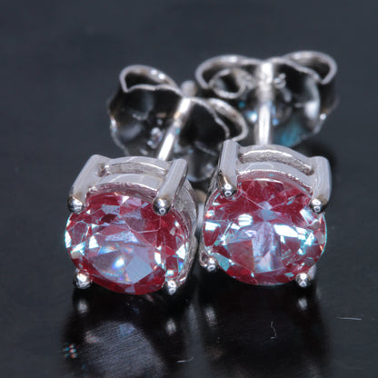 Stud Earrings With Synthetic Alexandrite