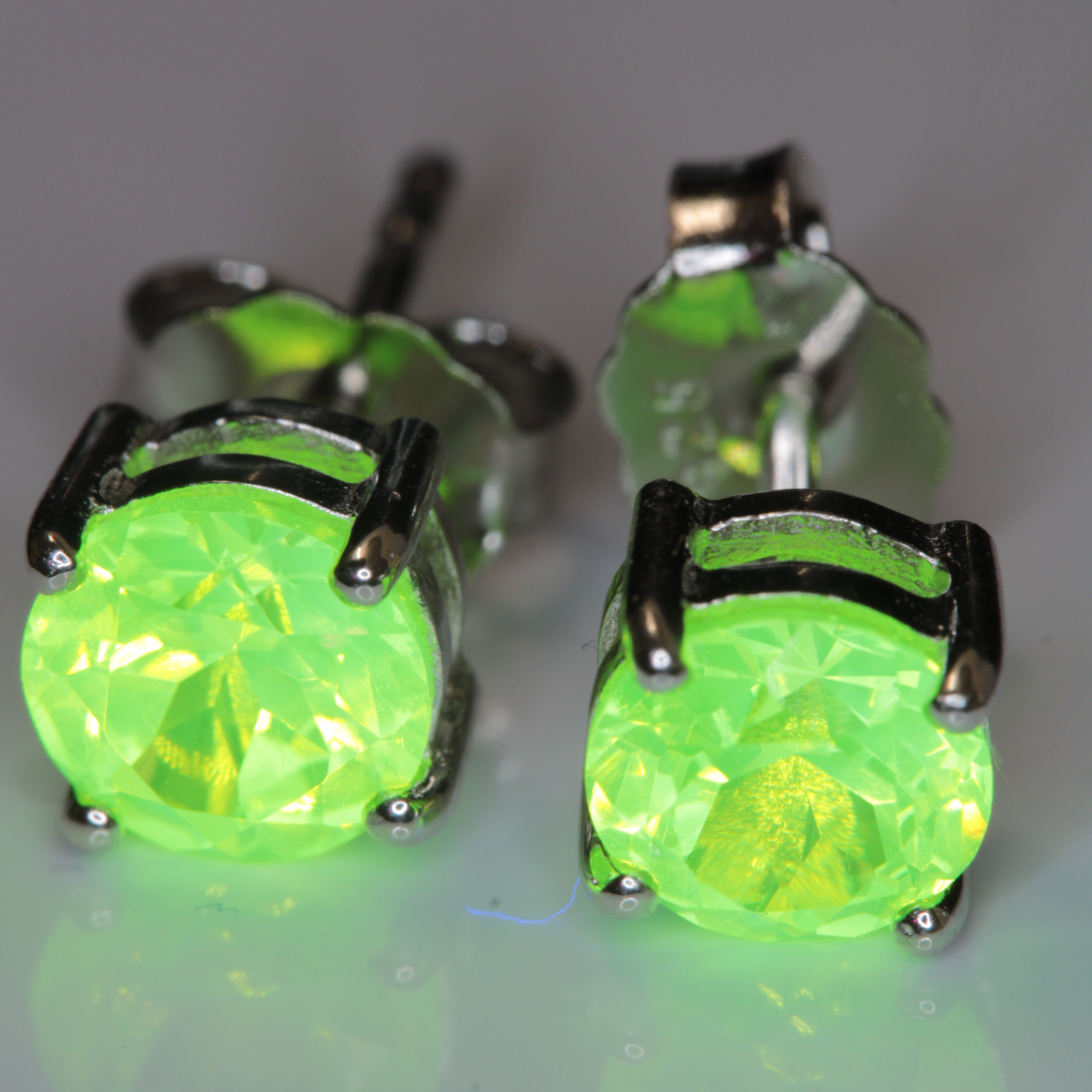 Faceted LuAG stud earrings in sterling silver
