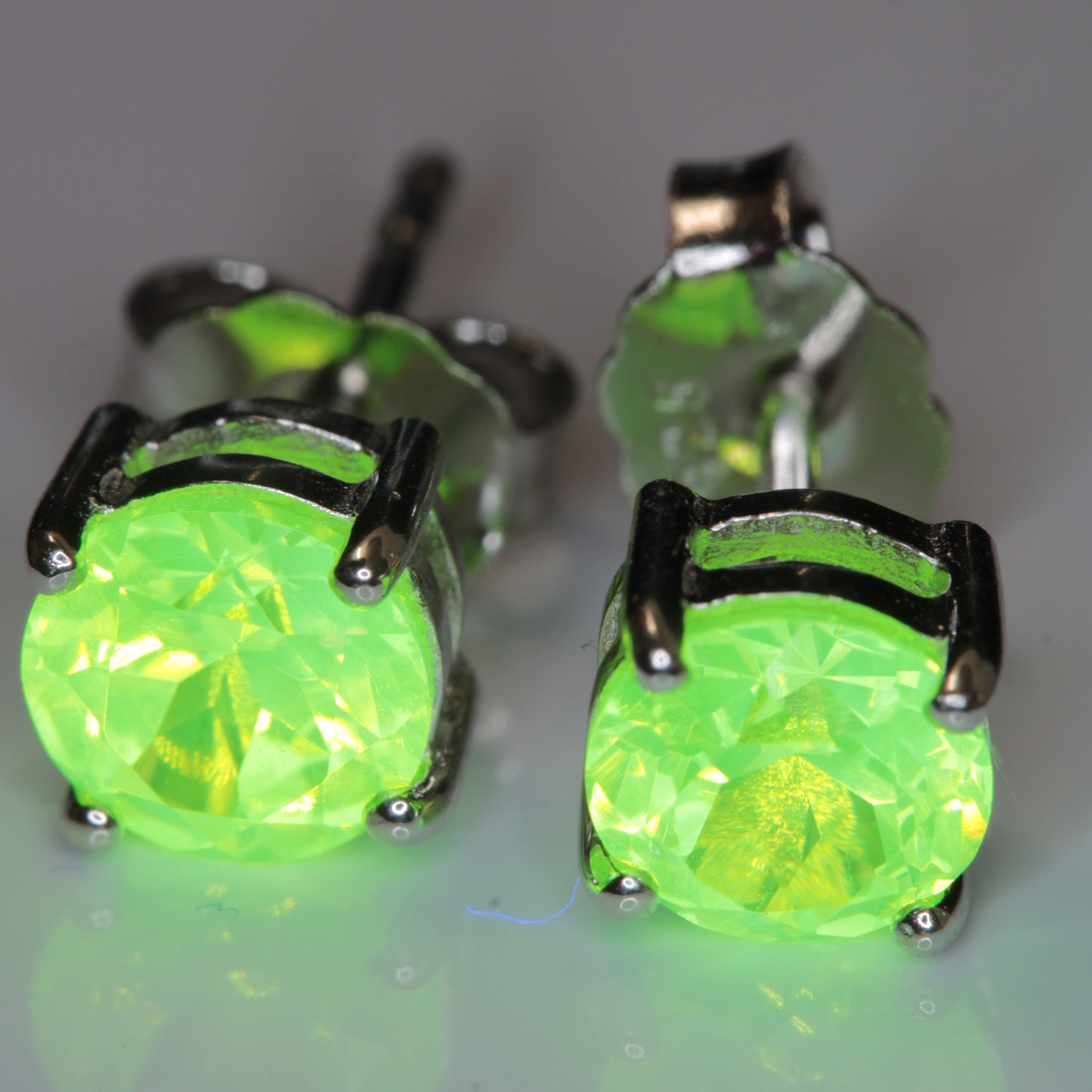 Faceted LuAG stud earrings in sterling silver