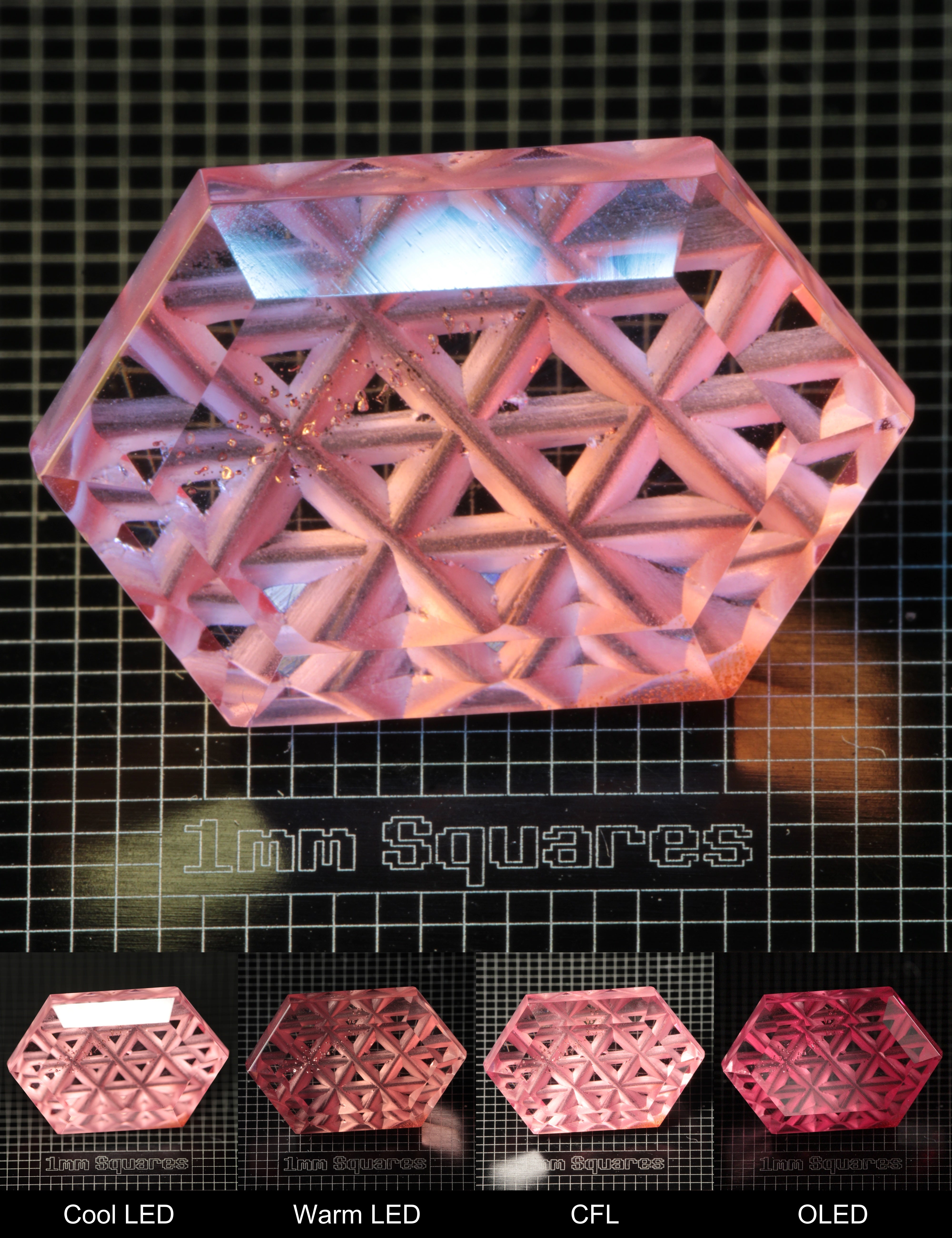 Bubbly Faceted Titanium Sapphire Long Geometric Hexagon Gemstone