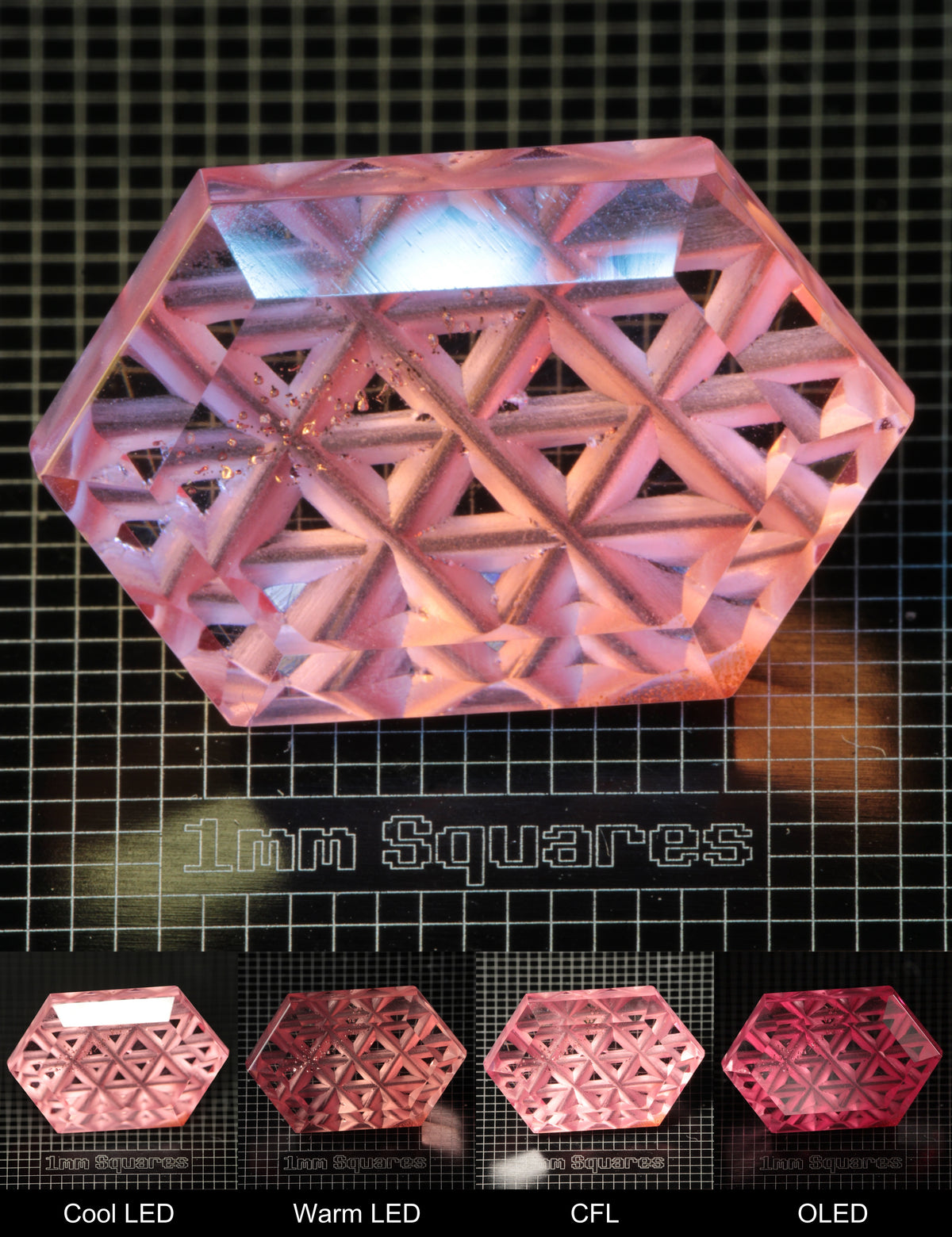 Bubbly Faceted Titanium Sapphire Long Geometric Hexagon Gemstone