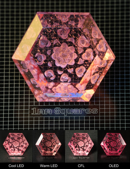 Bubbly Faceted Titanium Sapphire Floral Hexagon Gemstone