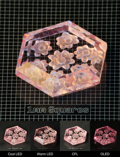 Bubbly Faceted Titanium Sapphire Floral Hexagon Gemstone