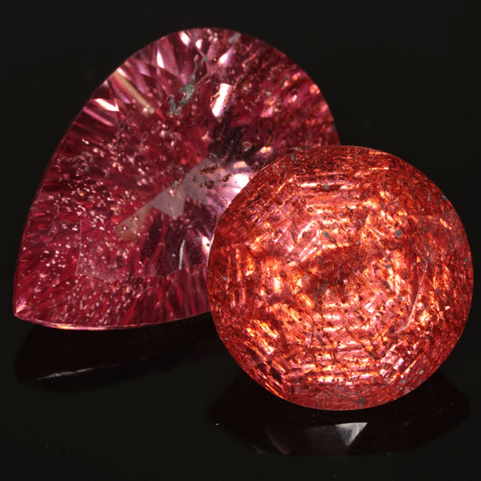 Bubbly Laser Ti:Sapphire Gems, Titanium Strawberry Sapphire Cut Stones