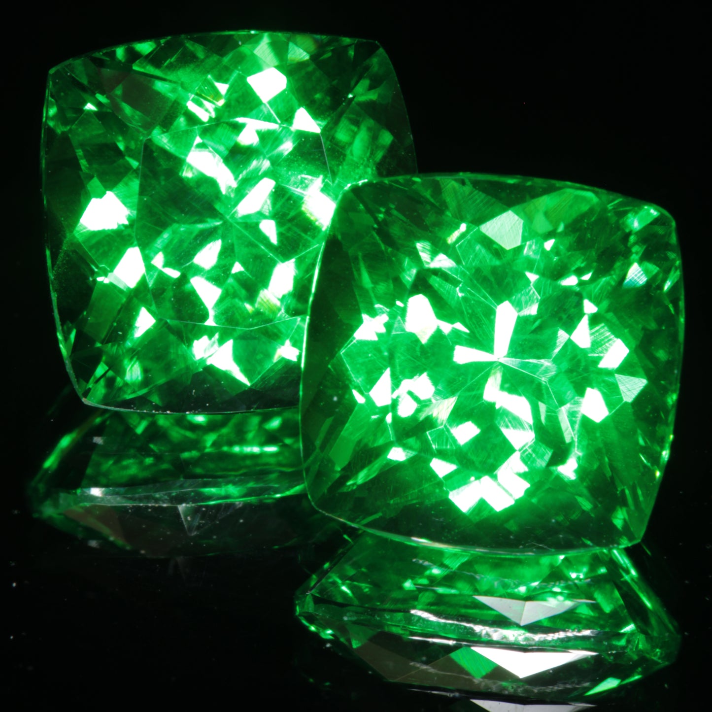 Faceted Vanadium YAG, Vivid Green Laser Garnet, YAG:V