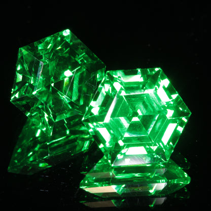 Faceted Vanadium YAG, Vivid Green Laser Garnet, YAG:V