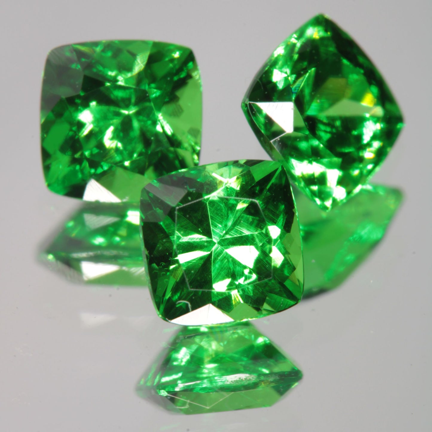 Green CTH:YAG 4mm Cushion faceted lab gemstone