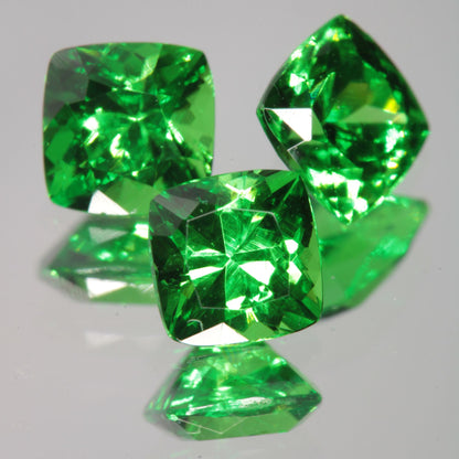 Green CTH:YAG 4mm Cushion faceted lab gemstone