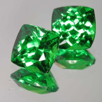 Green CTH:YAG 6mm Cushion faceted lab gemstone