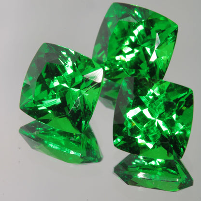 Green CTH:YAG 7mm Cushion faceted lab gemstone