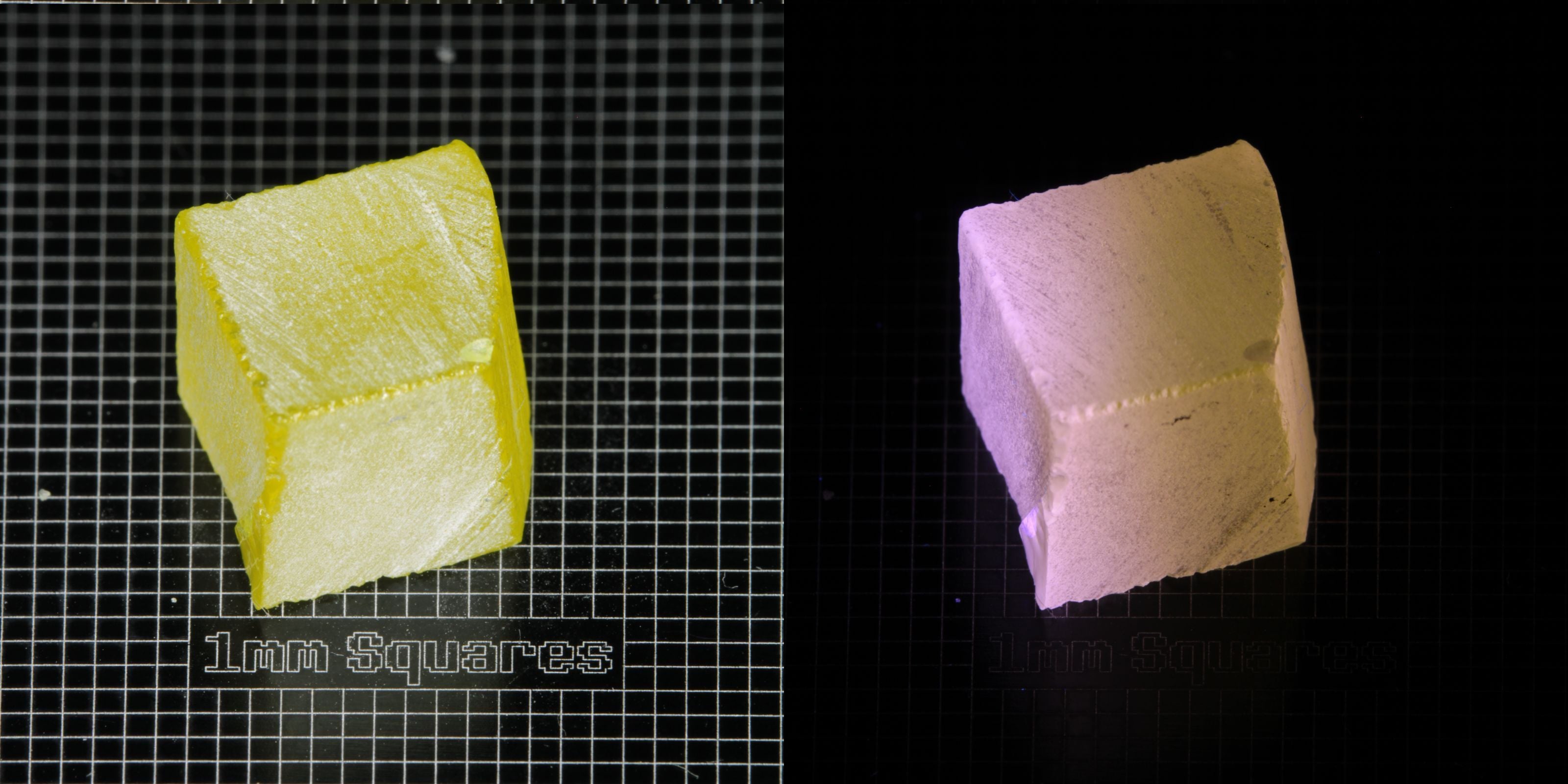 Ce/Nd YAG Edge (Pink Glow) rough for gem cutting