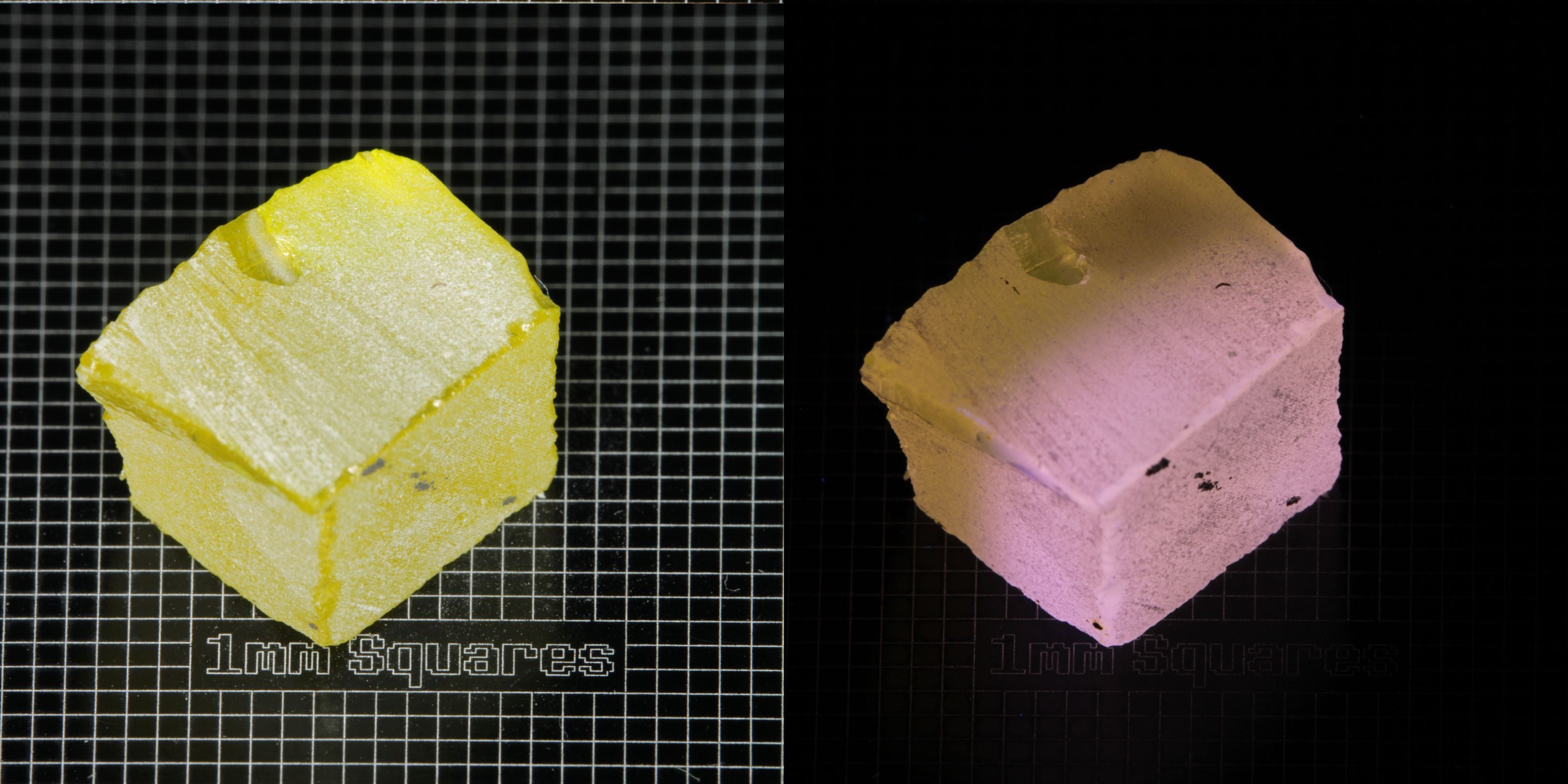 Ce/Nd YAG Edge (Pink Glow) rough for gem cutting
