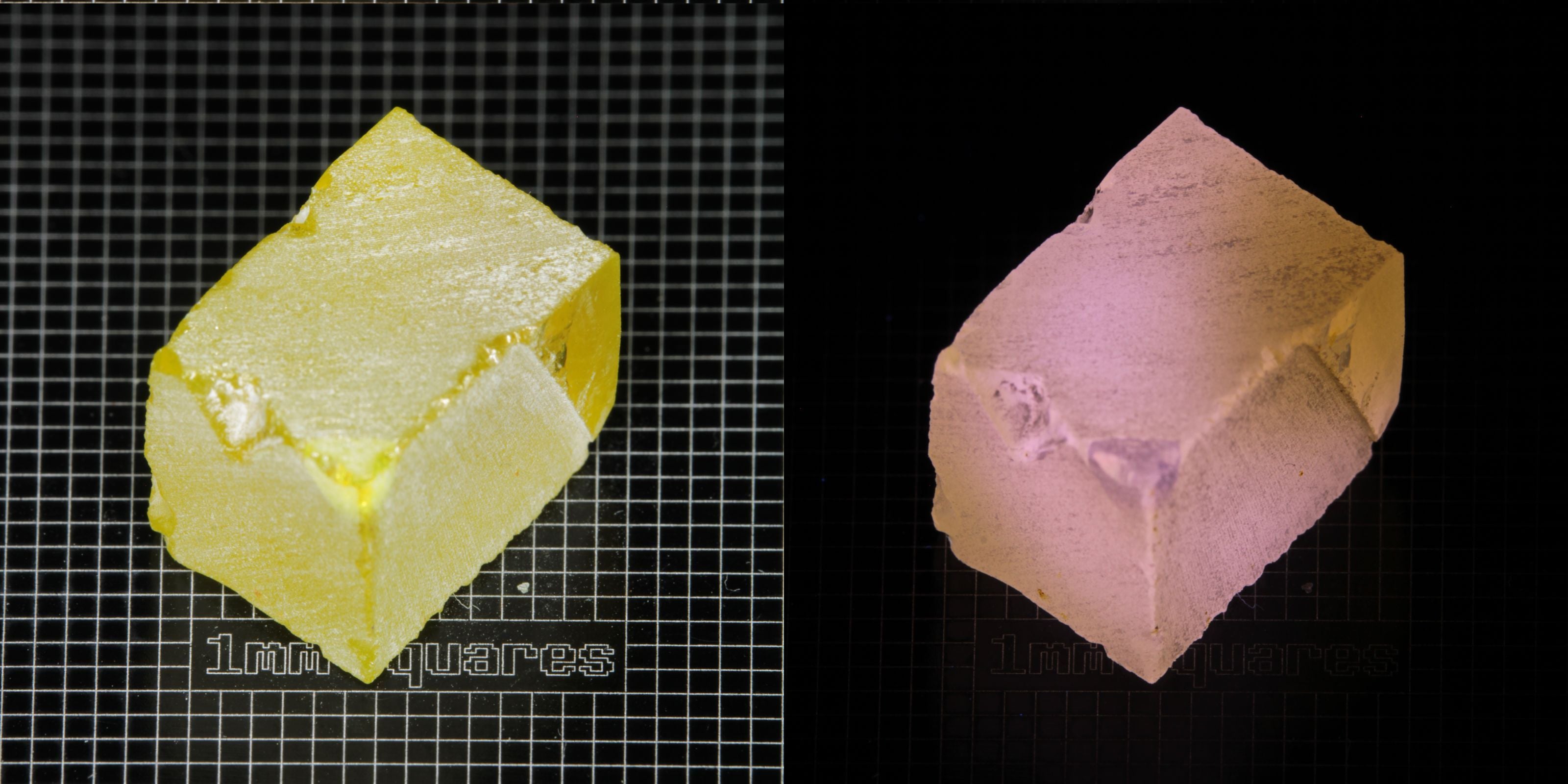 Ce/Nd YAG Block (Pink Glow) rough for gem cutting