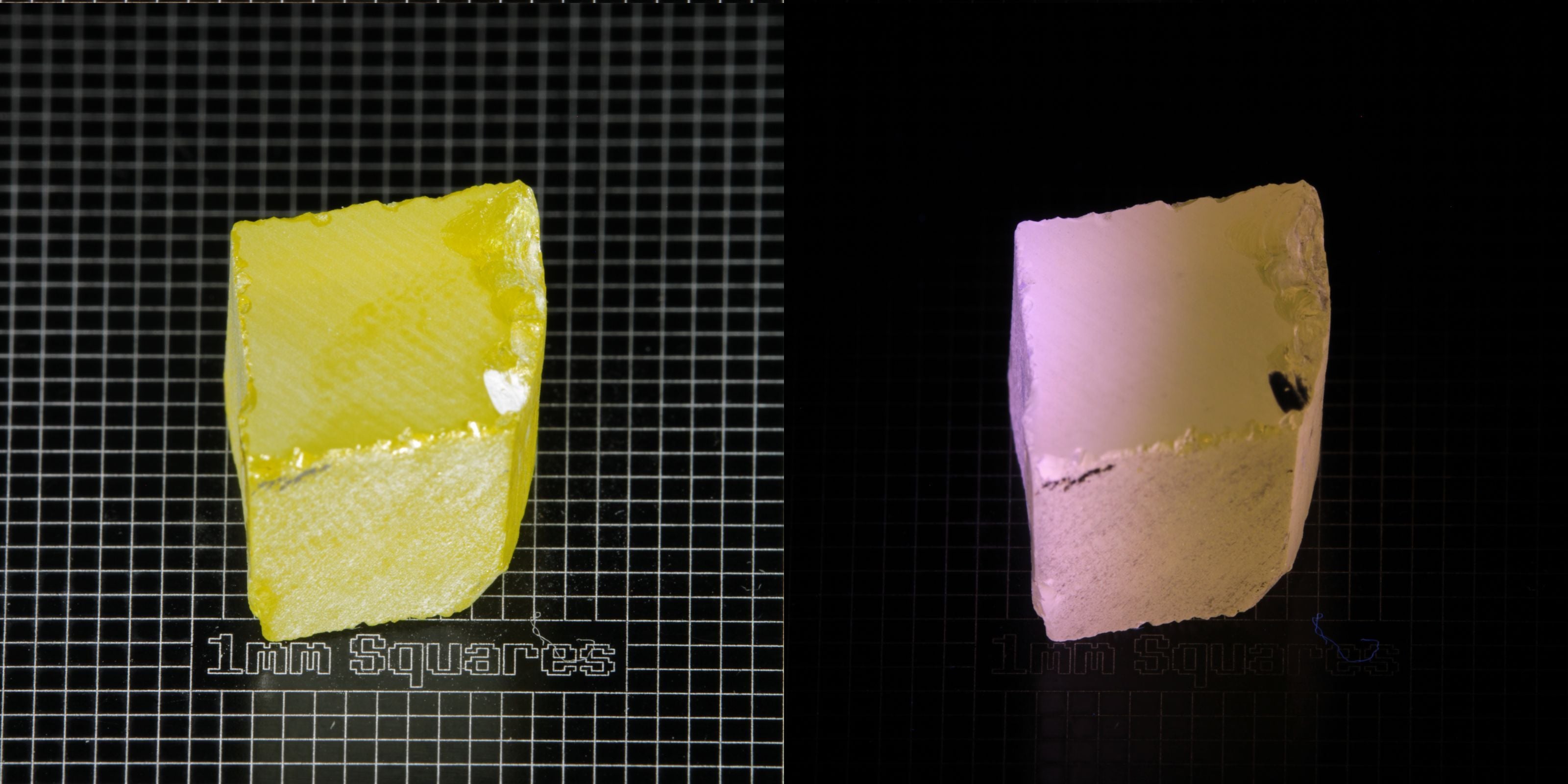 Ce/Nd YAG Edge (Pink Glow) rough for gem cutting