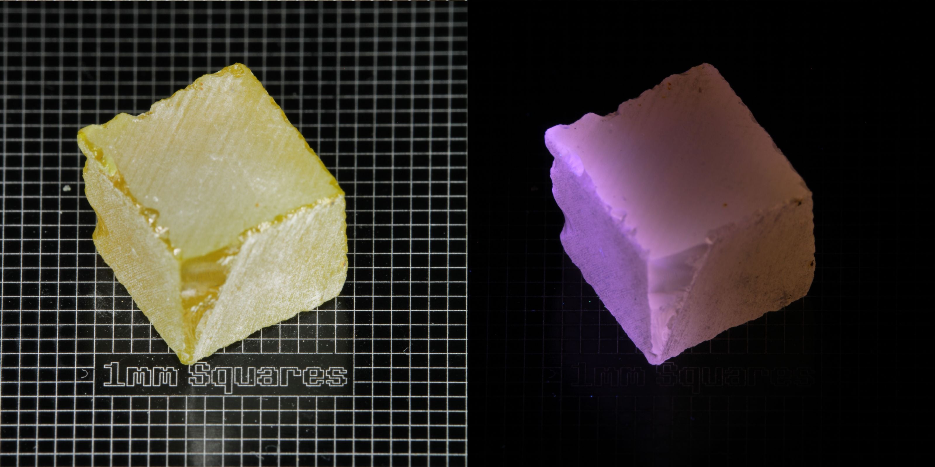 Ce/Nd YAG Block (Pink Glow) rough for gem cutting