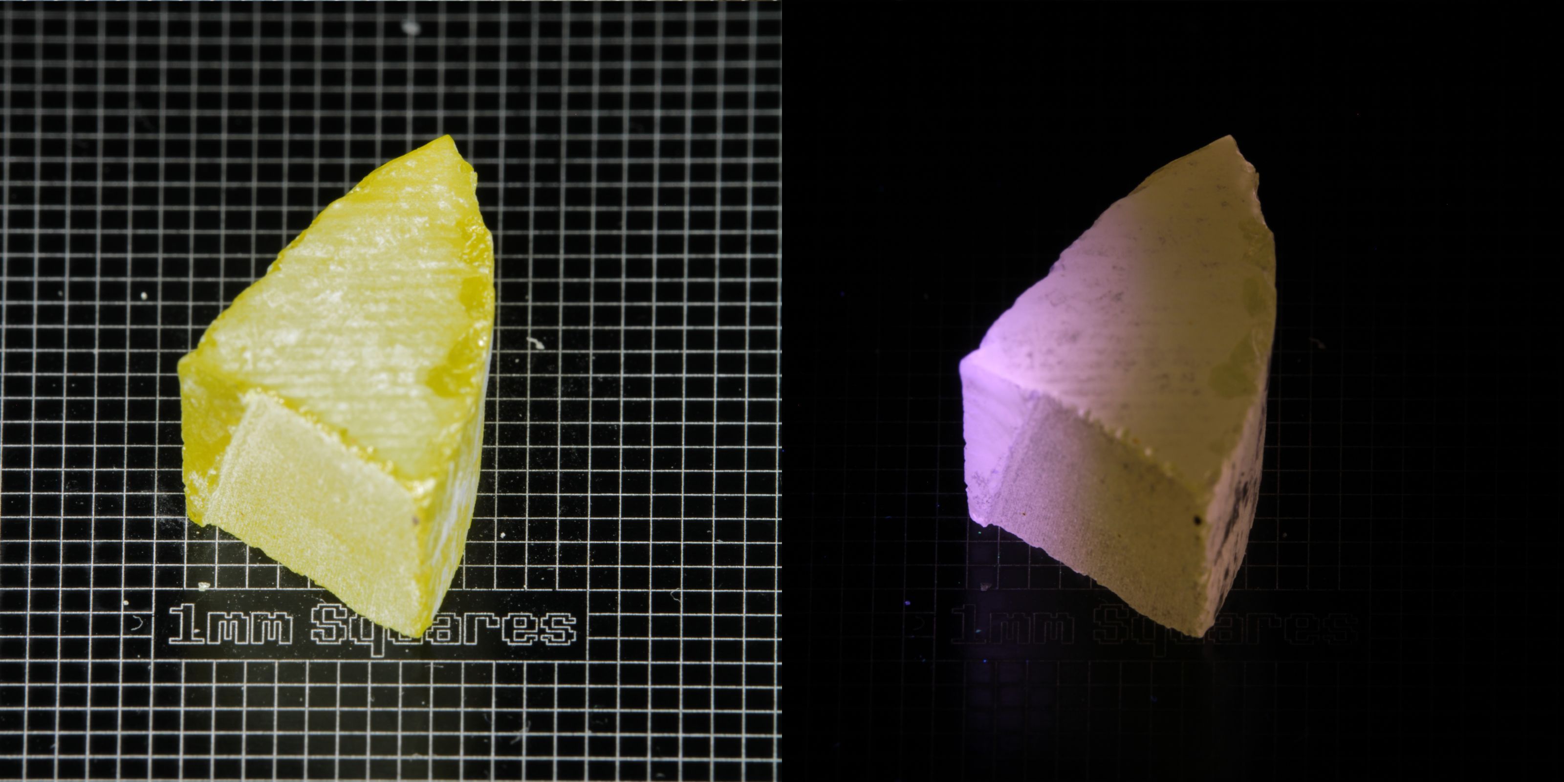 Ce/Nd YAG Curved Edge (Pink Glow) rough for gem cutting