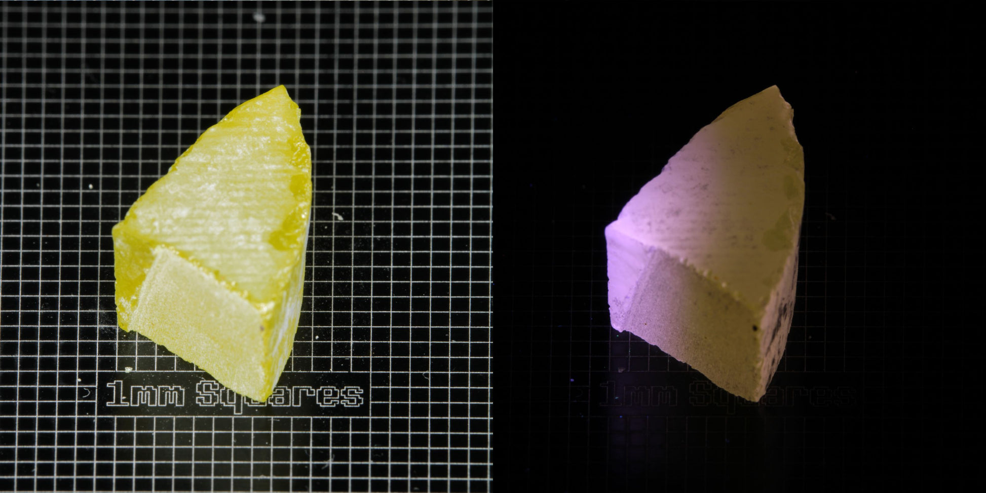 Ce/Nd YAG Curved Edge (Pink Glow) rough for gem cutting