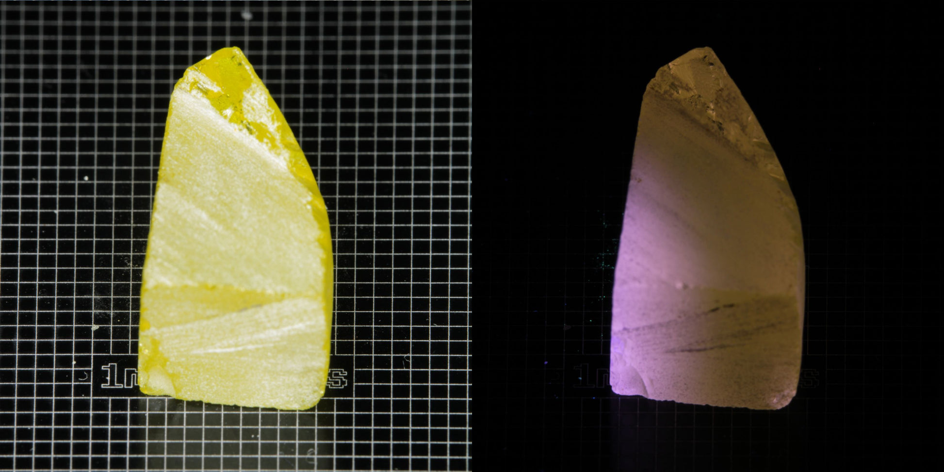 Ce/Nd YAG Curved Edge (Pink Glow) rough for gem cutting