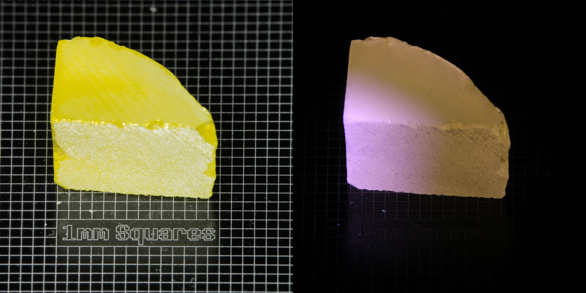 Ce/Nd YAG Curved Edge (Pink Glow) rough for gem cutting