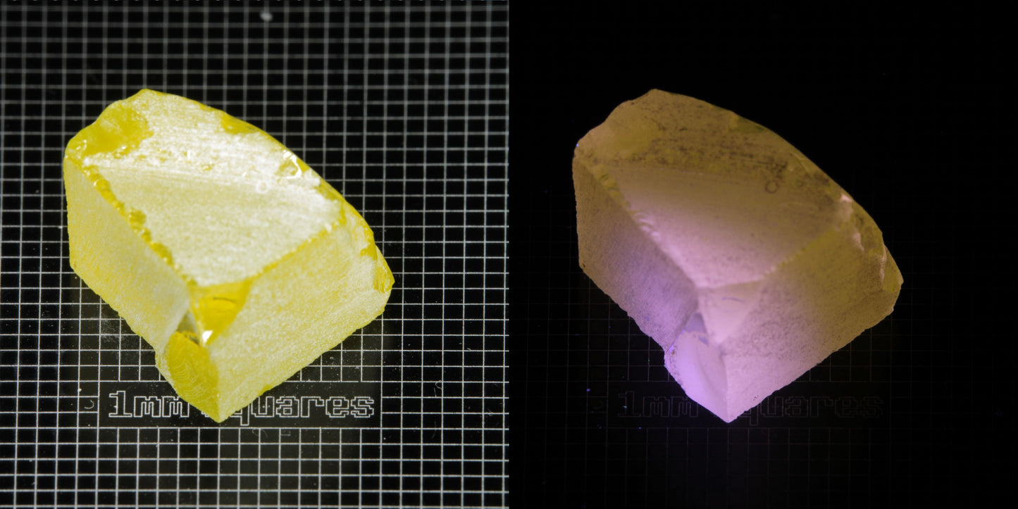 Ce/Nd YAG Curved Edge (Pink Glow) rough for gem cutting